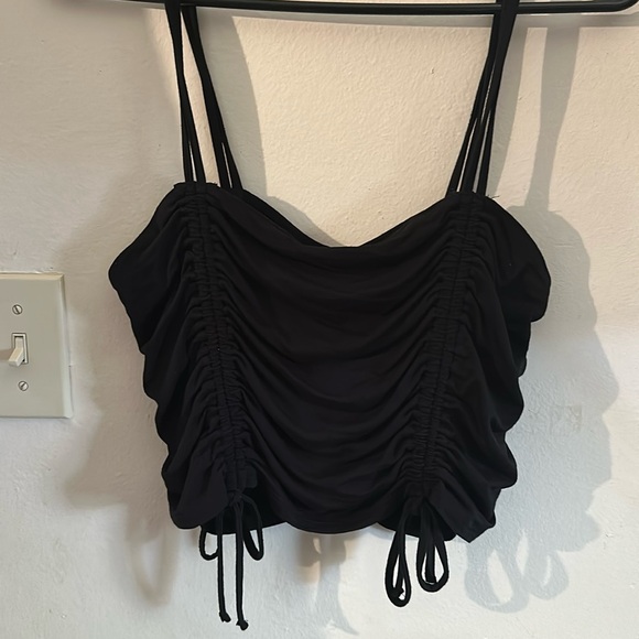 Garage Black double tie crop top - Picture 1 of 3
